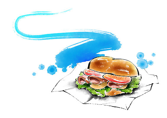 PSD 음식 빵 일러스트 캘리그라피 붓터치 샌드위치 사람없음 국내일러스트 파일형식