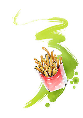 PSD 음식 일러스트 캘리그라피 붓터치 패스트푸드 사람없음 감자튀김 국내일러스트 감자 튀김 인스턴트 파일형식