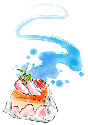 PSD 음식 일러스트 캘리그라피 딸기 붓터치 디저트 사람없음 조각케이크 국내일러스트 과일 케이크 파일형식