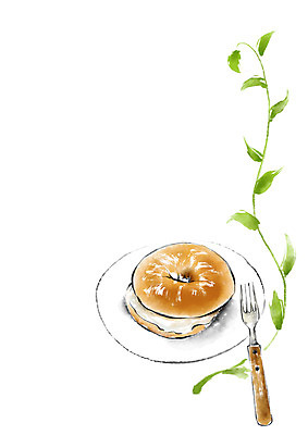 PSD 접시 음식 포크 잎 일러스트 캘리그라피 사람없음 베이글 국내일러스트 식물 식기 빵 파일형식