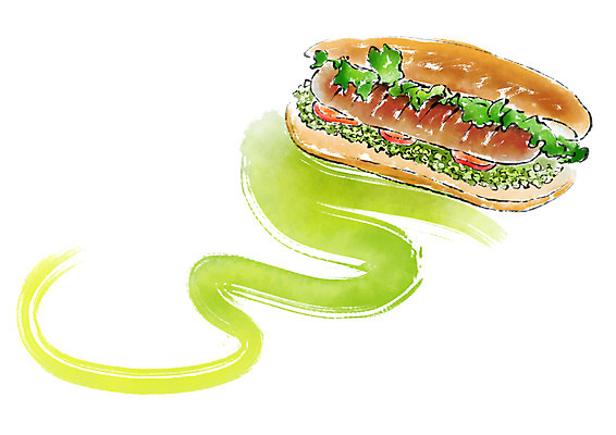 PSD 음식 빵 일러스트 캘리그라피 붓터치 샌드위치 사람없음 소시지 국내일러스트 가공식품 파일형식