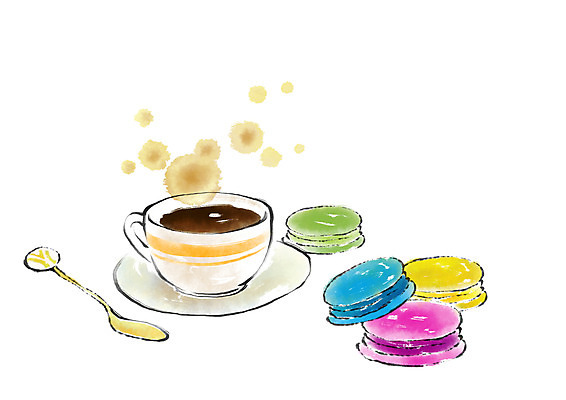 PSD 커피 음식 일러스트 캘리그라피 사람없음 커피잔 티스푼 마카롱 국내일러스트 음료 디저트 잔 숟가락 파일형식