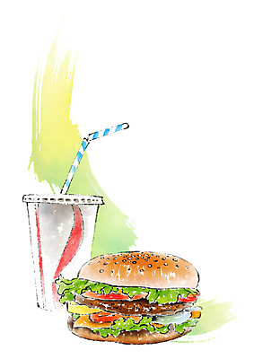 PSD 음식 일러스트 캘리그라피 빨대 사람없음 햄버거 콜라 국내일러스트 패스트푸드 탄산음료 파일형식