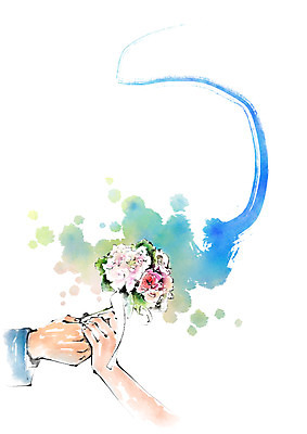 PSD 손 커플 부케 결혼 일러스트 캘리그라피 붓터치 신체부위 국내일러스트 꽃다발 관계 사람 이벤트 파일형식