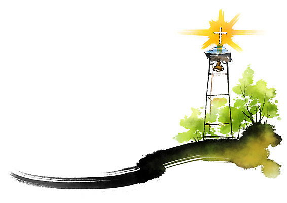 PSD 나무 기독교 십자가 일러스트 캘리그라피 붓터치 사람없음 햇빛 종 번짐 종탑 국내일러스트 식물 종교 태양 탑 파일형식 효과