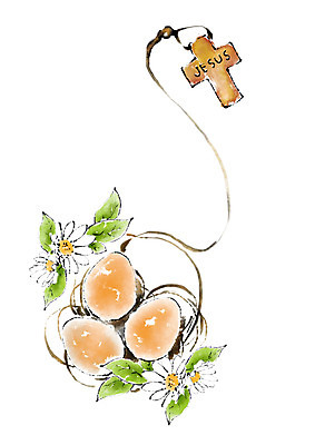 PSD 꽃 기독교 십자가 일러스트 목걸이 캘리그라피 기독교용품 사람없음 부활절계란 십자가목걸이 국내일러스트 식물 종교 장신구 종교용품 부활절 계란 파일형식