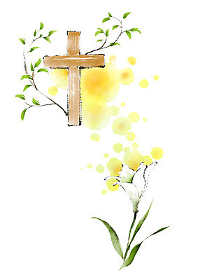 PSD 꽃 기독교 십자가 잎 일러스트 캘리그라피 사람없음 나뭇가지 백합 번짐 국내일러스트 나무 식물 종교 파일형식 효과