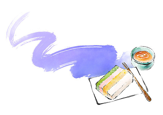 PSD 한국전통 접시 한식 포크 일러스트 캘리그라피 떡 사람없음 전통음식 전통차 찻잔 국내일러스트 전통 식기 음식 잔 한국 차_음료 파일형식