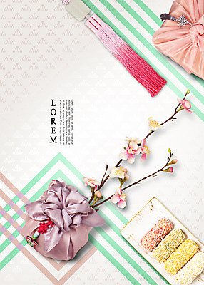 PSD 편집 편집이미지 한국전통 접시 꽃 음식 선물 사람없음 나뭇가지 보자기 노리개 한과 이미지편집 나무 식물 전통 식기 디저트 전통소품 한국 전통음식 파일형식 천_직물