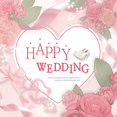 PSD 편집 편집이미지 여자 남자 꽃 리본 결혼 성인 두명 장미 하트 하이힐 청첩장 이미지편집 모양 식물 구두 카드_감사 사람 이벤트 여성화 파일형식