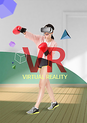 전신 PSD 편집 편집이미지 여자 한명 서기 30대 권투 권투글러브 펀치 3D안경 가상현실 4차산업 VR기기 이미지편집 1 산업 안경 모션 사람 장년 기계 격투기 글러브 파일형식