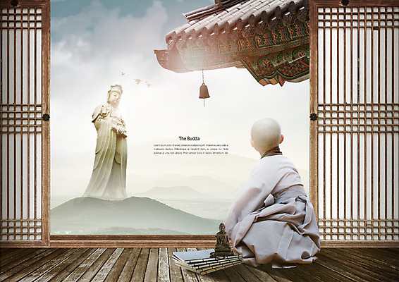 PSD 구름 편집 편집이미지 남자 어린이 불교 하늘 산 한명 앉기 뒷모습 사찰 불상 동자승 전통문 처마 서책 경쇠 이미지편집 자연요소 1 종교 뷰포인트 종교건축 모션 사람 책 문 승려 불교용품 파일형식