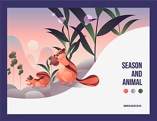 나무 동물 두마리 일러스트 나뭇잎 산 사람없음 태양 봄 먹기 다람쥐 도토리 국내일러스트 AI파일 자연요소 식물 계절 잎 2 모션 견과류 설치류 파일형식 벡터