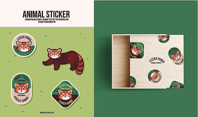 동물 스티커 여러마리 일러스트 사람없음 상자 나무상자 레서판다 목업 국내일러스트 AI파일 다수 포유류 파일형식 벡터