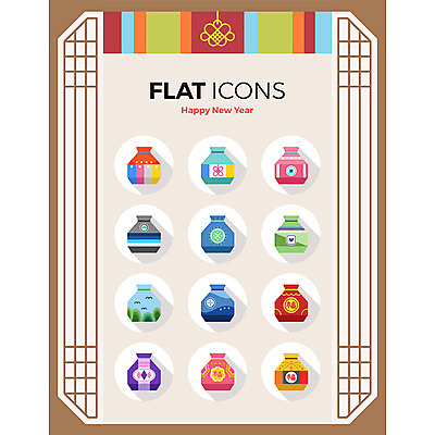 아이콘 패턴 새해 복주머니 한국 사람없음 전통무늬 플랫아이콘 격자 오색 2D아이콘 AI파일 전통 아시아 무늬 전통소품 파일형식 벡터