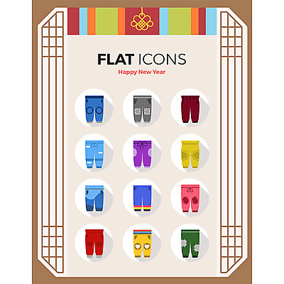 아이콘 패턴 바지 새해 사람없음 전통무늬 한복 플랫아이콘 격자 오색 2D아이콘 AI파일 한국전통 전통 무늬 하의 전통의상 파일형식 벡터