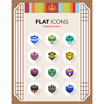 아이콘 패턴 놀이 새해 한국 사람없음 전통무늬 플랫아이콘 격자 팽이 팽이치기 오색 팽이놀이 2D아이콘 AI파일 전통 아시아 무늬 놀이용품 전통놀이 파일형식 벡터