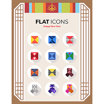 아이콘 새해 사람없음 전통무늬 플랫아이콘 격자 딱지 딱지놀이 딱지치기 오색 2D아이콘 AI파일 전통 무늬 놀이 파일형식 벡터