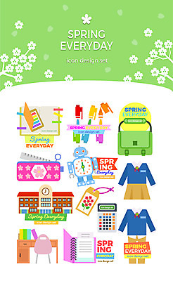 아이콘 교복 시계 가방 학교 사람없음 세트 꼬리표 공책 봄 계산기 책상 포스트잇 파일 필통 컴퓨터용사인펜 2D아이콘 AI파일 잡화 옷 계절 교육 가구 문구용품 학용품 라벨 장비 메모지 사인펜 파일형식 벡터