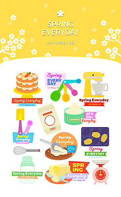 아이콘 주방용품 저울 사람없음 세트 케이크 봄 우유 밀가루 거품기 계량스푼 버터 계량기 반죽기 2D아이콘 AI파일 계절 생활용품 디저트 유제품 가루 파일형식 벡터