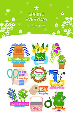 아이콘 꽃 화분 가위 사람없음 세트 바구니 앞치마 화환 봄 곰인형 테이프 실뭉치 글루건 2D아이콘 AI파일 식물 계절 인형 문구용품 파일형식 벡터