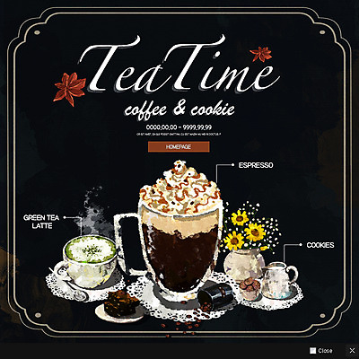 PSD 템플릿 꽃 커피 웹템플릿 낙엽 주전자 티타임 팝업 이벤트팝업 웹팝업 사람없음 쿠키 에스프레소 녹차라떼 이미지템플릿 식물 음료 잎 주방용품 휴식 디저트 라떼 파일형식