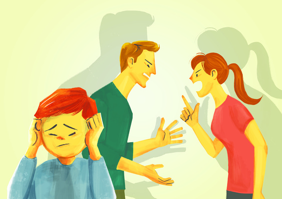 PSD 부부 여자 남자 아들 일러스트 가족 그림자 상반신 성인 세명 귀막기 싸움 부부싸움 말다툼 이혼 국내일러스트 커플 관계 모션 사람 손짓 파일형식