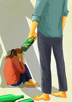 전신 PSD 부부 여자 남자 일러스트 서기 앉기 성인 두명 하반신 폭력 무서움 음주 부부싸움 소주병 가정폭력 이혼 국내일러스트 커플 감정 모션 술병 사람 사회이슈 싸움 소주 파일형식