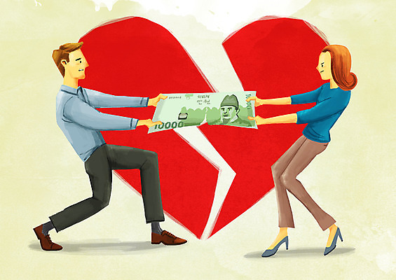 전신 PSD 부부 여자 남자 돈 일러스트 서기 성인 두명 하트 재산 싸움 찢어짐 갈등 이혼 국내일러스트 모양 커플 모션 사람 금융 파일형식