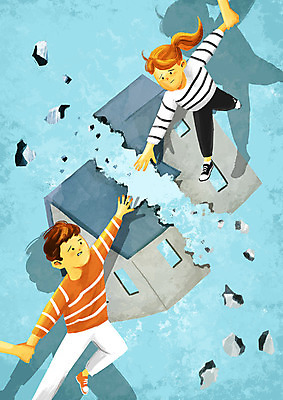 PSD 여자 남자 딸 아들 어린이 일러스트 남매 두명 균열 이별 손뻗기 이혼 국내일러스트 컨셉 가족 모션 사람 파일형식