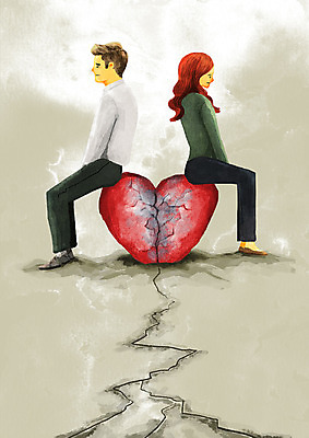 PSD 부부 여자 남자 일러스트 앉기 성인 두명 하트 균열 갈등 이혼 국내일러스트 모양 커플 모션 사람 파일형식