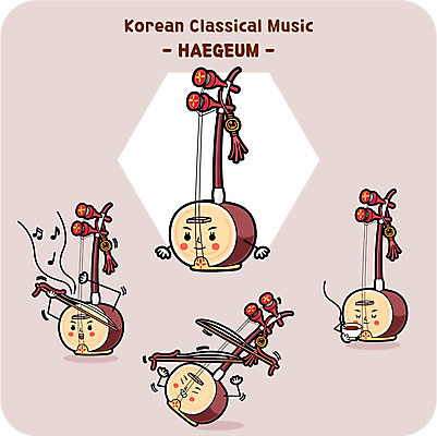 캐릭터 한국전통 악기 연주 음표 일러스트 휴식 국악기 사람없음 차 해금 일러캐릭터 AI파일 전통 기호 음료 음악 컨셉 현악기 한국 국악 파일형식 벡터