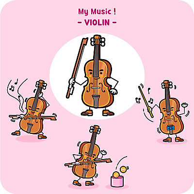 캐릭터 악기 돈 연주 일러스트 사람없음 바이올린 지휘 일러캐릭터 AI파일 음악 현악기 재산 파일형식 벡터