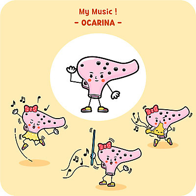 캐릭터 악기 연주 일러스트 사람없음 점프 지휘 오카리나 일러캐릭터 AI파일 음악 모션 파일형식 벡터