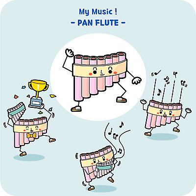 캐릭터 악기 연주 음표 일러스트 사람없음 트로피 팬플룻 일러캐릭터 AI파일 기호 음악 관악기 상_우승 파일형식 벡터