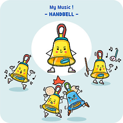 캐릭터 악기 연주 음표 일러스트 사람없음 충돌 지휘 혹 핸드벨 일러캐릭터 AI파일 기호 음악 파일형식 벡터