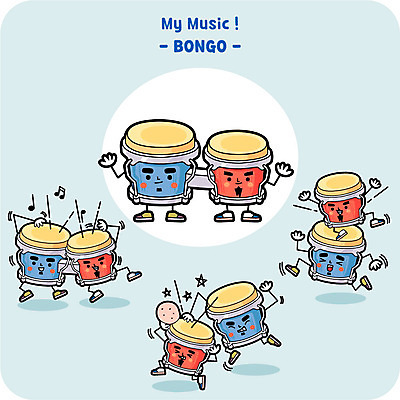 캐릭터 악기 연주 일러스트 사람없음 봉고 혹 일러캐릭터 AI파일 음악 타악기 파일형식 벡터