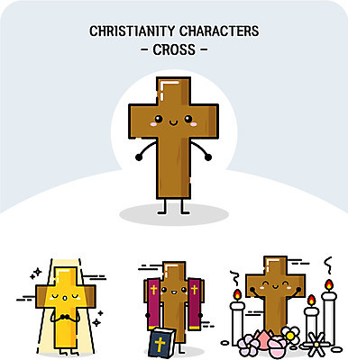 캐릭터 종교 십자가 일러스트 촛불 사람없음 성경 기도 종교캐릭터 일러캐릭터 AI파일 초 종교용품 파일형식 벡터