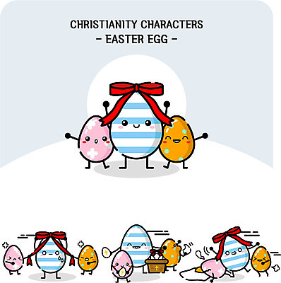 캐릭터 리본 종교 일러스트 사람없음 부활절계란 종교캐릭터 일러캐릭터 AI파일 부활절 계란 파일형식 벡터