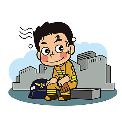 전신 직업 남자 일러스트 휴식 한명 앉기 성인 건물 소방관 구조원 119 국내일러스트 AI파일 1 건축물 컨셉 모션 사람 소방 전화번호 파일형식 벡터