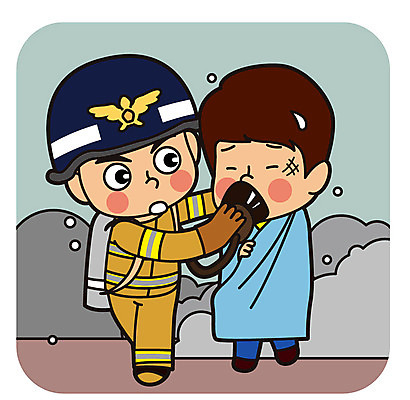 전신 직업 남자 일러스트 성인 두명 연기 소방관 구조원 119 산소호흡기 인명구조 국내일러스트 AI파일 사람 소방 전화번호 파일형식 벡터