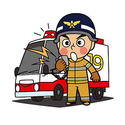 전신 직업 남자 일러스트 한명 서기 성인 확성기 외침 소방관 구조원 소방차 119 사이렌 국내일러스트 AI파일 1 모션 자동차 사람 소리 소방 전화번호 파일형식 벡터