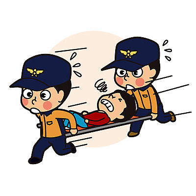 전신 직업 남자 일러스트 성인 세명 달리기 환자 소방관 구조원 119 들것 인명구조 국내일러스트 AI파일 의학 모션 사람 소방 전화번호 파일형식 벡터