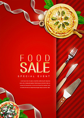 PSD 편집 편집이미지 리본 포크 피자 이벤트 사람없음 세일 버섯 나이프 광고편집 바질 피자칼 이미지편집 식기 주방용품 패스트푸드 서양음식 칼 파일형식