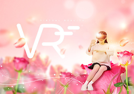 전신 PSD 편집 편집이미지 여자 청소년 스마트라이프 한명 앉기 10대 장미 한국인 스마트 광고편집 3D안경 가상현실 오큘러스 4차산업 VR기기 이미지편집 1 라이프스타일 꽃 산업 안경 컨셉 모션 사람 동양인 기계 파일형식