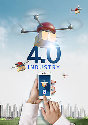 PSD 편집 편집이미지 손 스마트라이프 빌딩 신체부위 스마트폰 스마트 배송 택배 광고편집 택배상자 드론 4차산업 이미지편집 라이프스타일 산업 컨셉 사람 건물 핸드폰 스마트기기 상자 운송업 파일형식