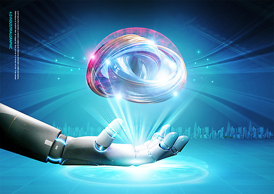 PSD 편집 편집이미지 빌딩 사람없음 빛 디지털 도시 로봇 광고편집 로봇산업 로봇팔 무한 4차산업 이미지편집 산업 건물 파일형식