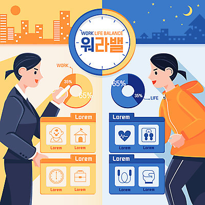 우먼라이프 여자 시계 일러스트 그래프 건강 성인 두명 운동 인포그래픽 육아 업무 비즈니스우먼 균형 줄넘기 워라밸 국내일러스트 AI파일 라이프스타일 비즈니스 사람 작업 직장인 신조어 파일형식 벡터