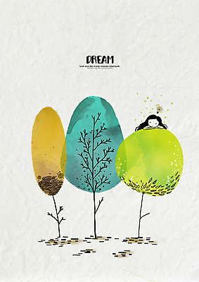 PSD 나무 여자 캘리배경 일러스트 전구 캘리그라피 수채화 한명 꿈 국내일러스트 식물 1 백그라운드 사람 파일형식