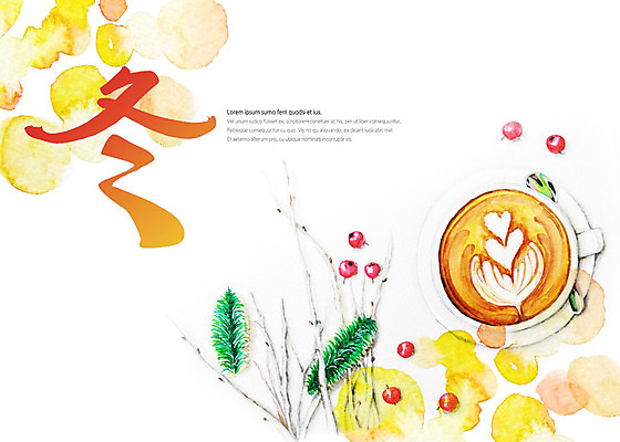 PSD 캘리배경 겨울 일러스트 캘리그라피 붓터치 사람없음 겨울동 라떼 라떼아트 겨울배경 국내일러스트 계절 커피 백그라운드 한자 그림 파일형식